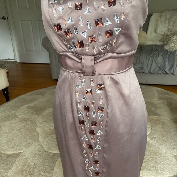 Satin Mauve/taupe colour cocktail dress size small - Picture 1 of 9